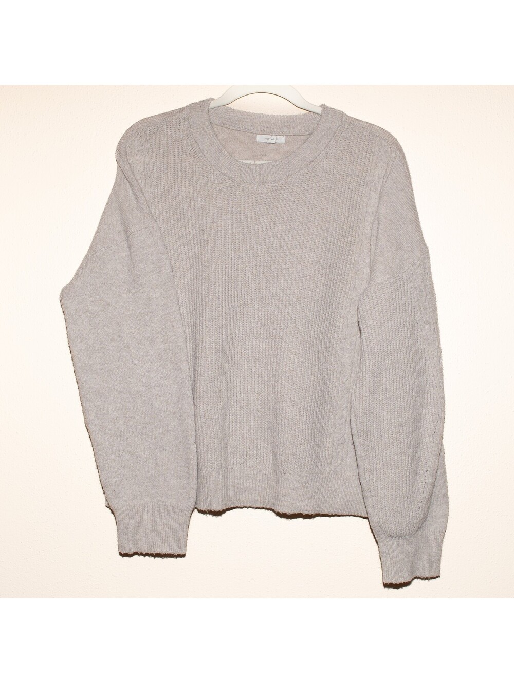 Maurices Cable Knit Crew Neck Sweater Taupe Cozy Cottagecore Oversized Large